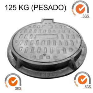 TAPA DE BUZON 125 KG, FIERRO FUNDIDO 60CM DIAMETRO, MARCO Y TAPA PESADA