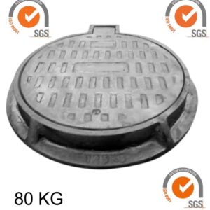 TAPA DE BUZON 80 KG, FIERRO FUNDIDO 60CM DIAMETRO, MARCO Y TAPA LIVIANA